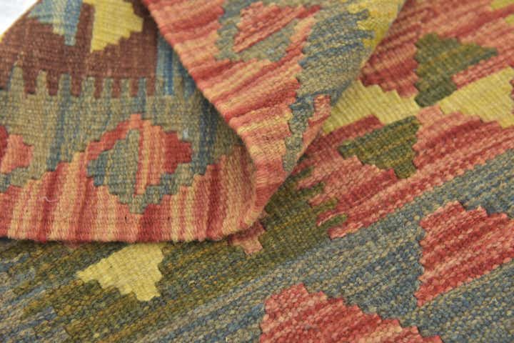 3' 4 x 3' 5 Hand Woven Kilim Maymana Wool Square Rug