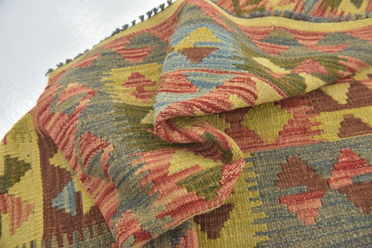 Detail image of 3' 4 x 3' 5 Hand Woven Kilim Maymana Wool Square Rug
