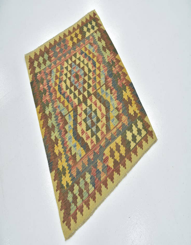 Detail image of 3' 3 x 3' 10  Hand Woven Kilim Maymana Wool Square Rug