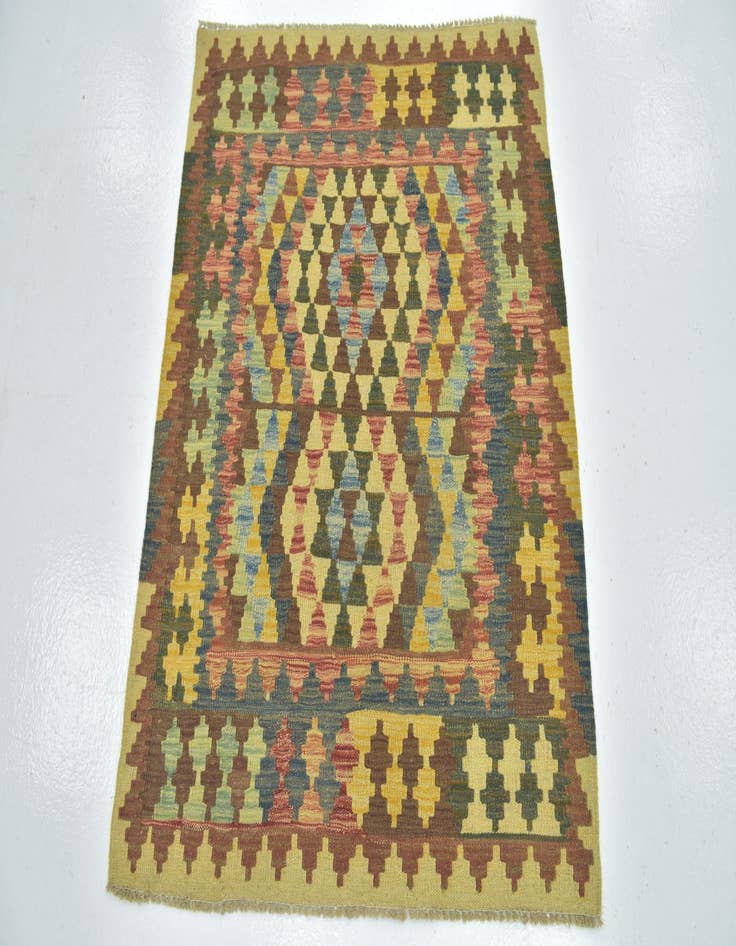 Detail image of 3' 3 x 3' 10  Hand Woven Kilim Maymana Wool Square Rug