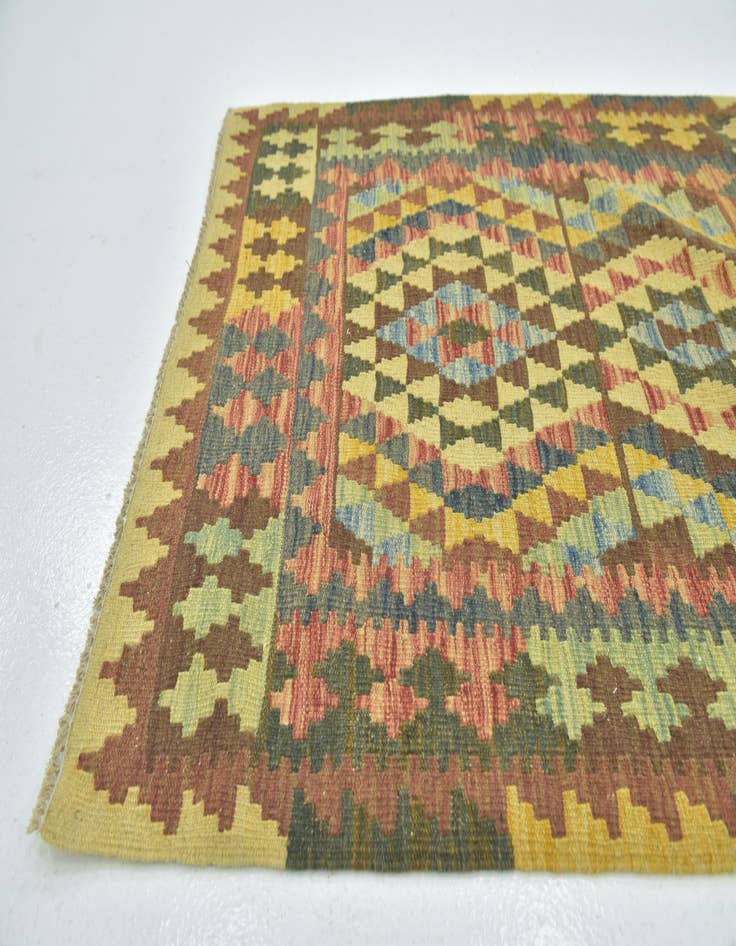 Detail image of 3' 3 x 3' 10  Hand Woven Kilim Maymana Wool Square Rug