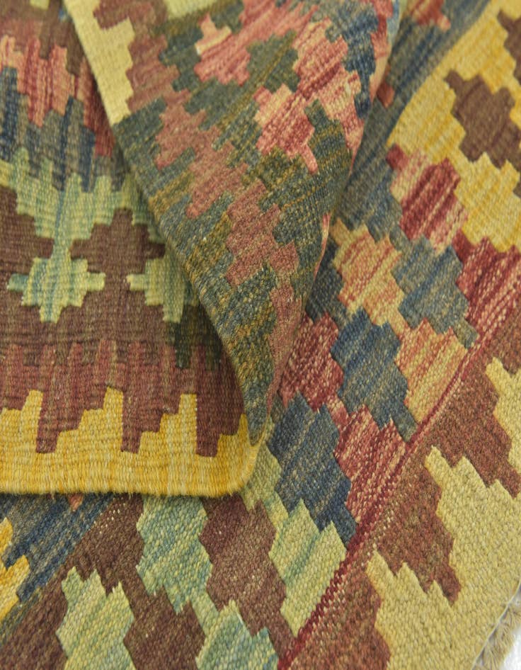 Detail image of 3' 3 x 3' 10  Hand Woven Kilim Maymana Wool Square Rug