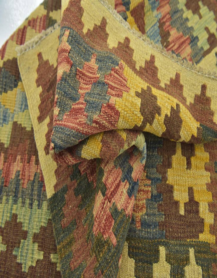 Detail image of 3' 3 x 3' 10  Hand Woven Kilim Maymana Wool Square Rug