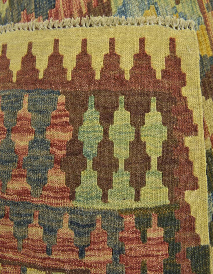 Detail image of 3' 3 x 3' 10  Hand Woven Kilim Maymana Wool Square Rug
