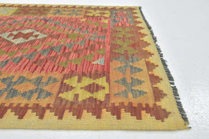 3' 2 x 3' 7 Hand Woven Kilim Maymana Wool Square Rug