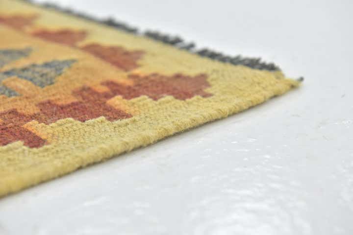 3' 2 x 3' 7 Hand Woven Kilim Maymana Wool Square Rug