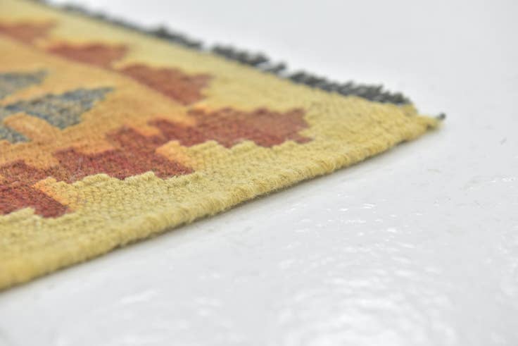 Detail image of 3' 2 x 3' 7 Hand Woven Kilim Maymana Wool Square Rug