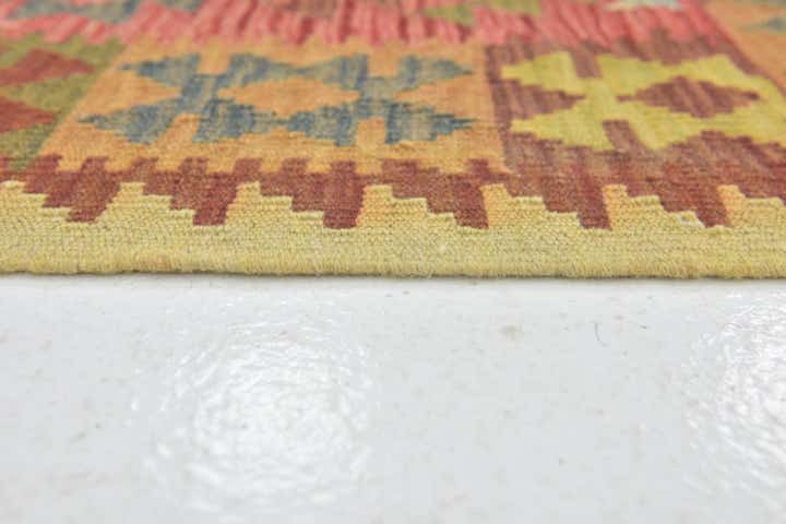 3' 2 x 3' 7 Hand Woven Kilim Maymana Wool Square Rug