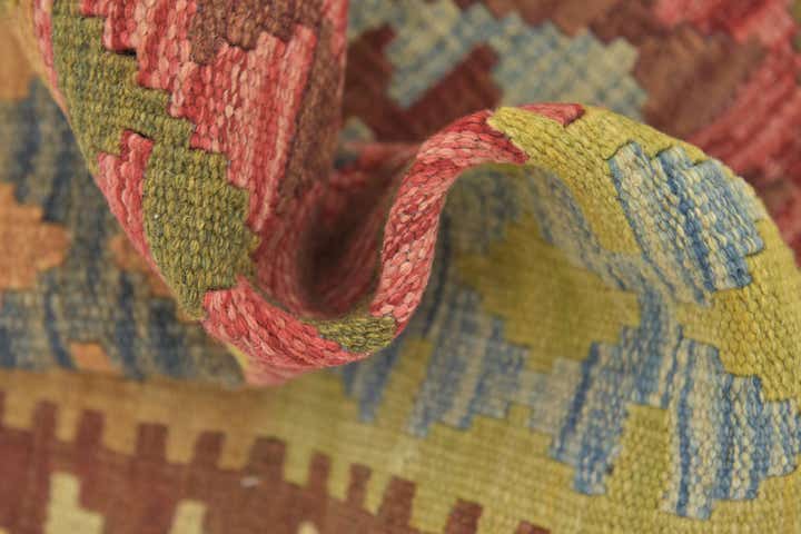 3' 2 x 3' 7 Hand Woven Kilim Maymana Wool Square Rug