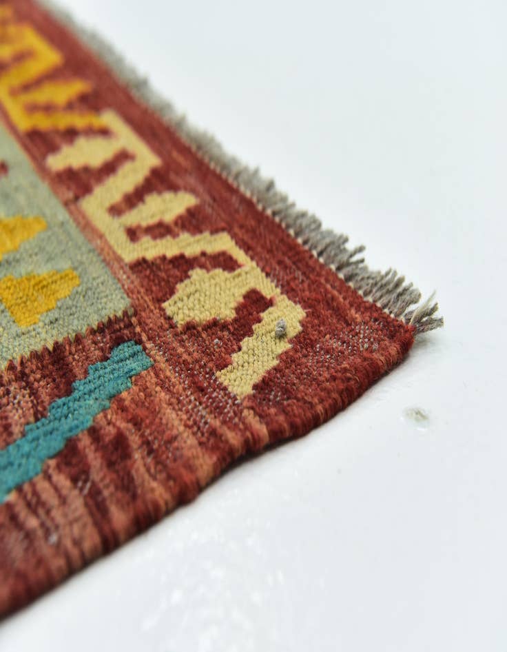 Detail image of 7' x 8' 2 Hand Woven Kilim Maymana Wool Square Rug
