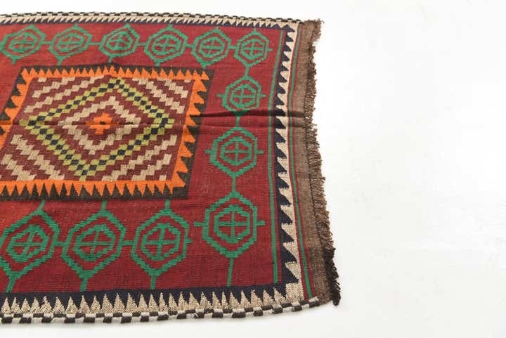 4' 4 x 4' 4 Hand Woven Kilim Maymana Wool Square Rug