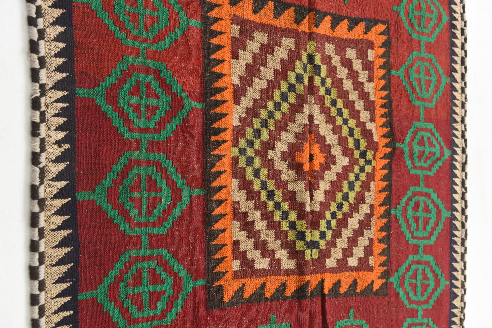 4' 4 x 4' 4 Hand Woven Kilim Maymana Wool Square Rug