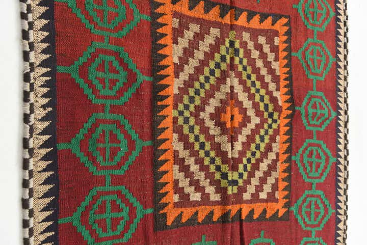 4' 4 x 4' 4 Hand Woven Kilim Maymana Wool Square Rug