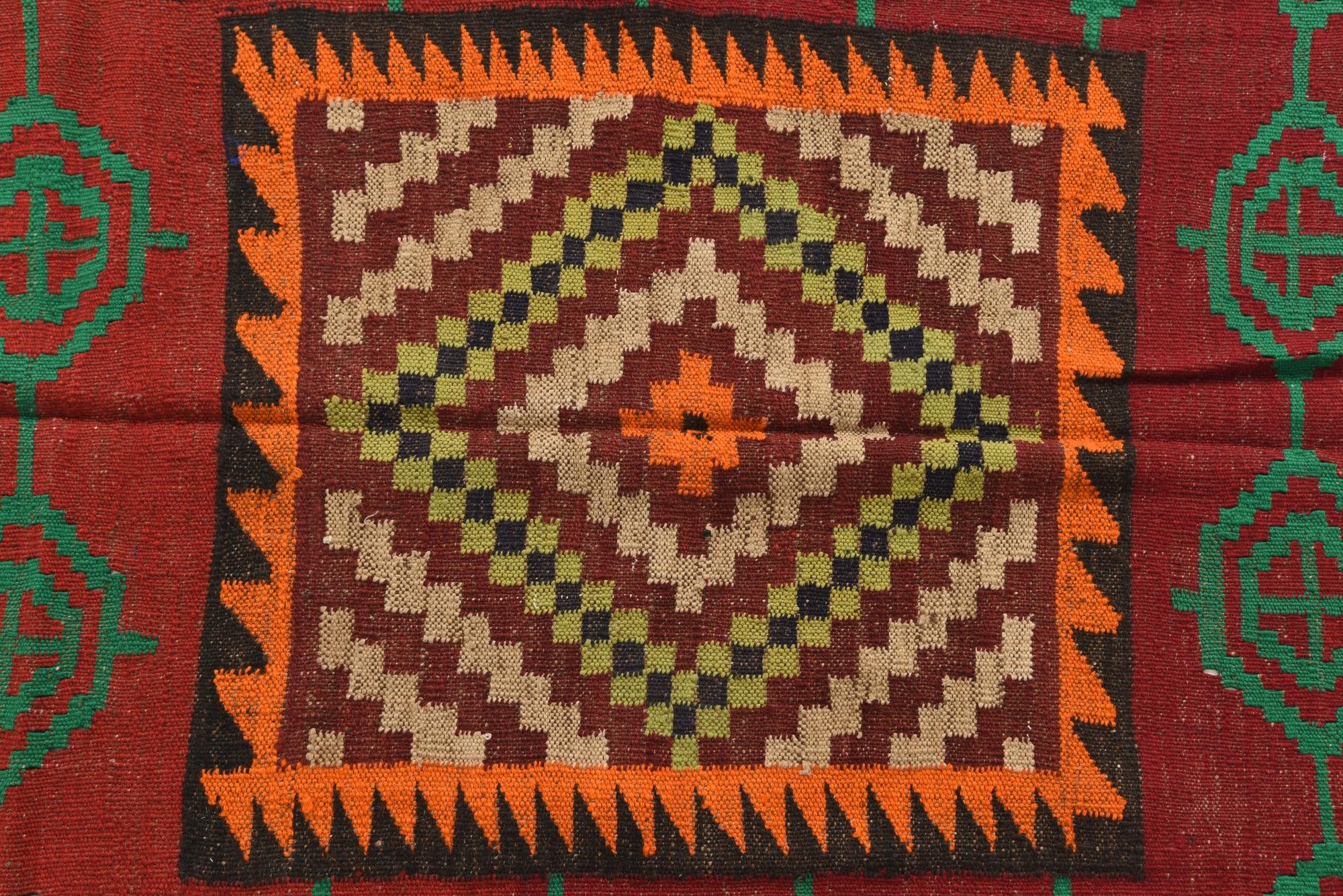4' 4 x 4' 4 Hand Woven Kilim Maymana Wool Square Rug