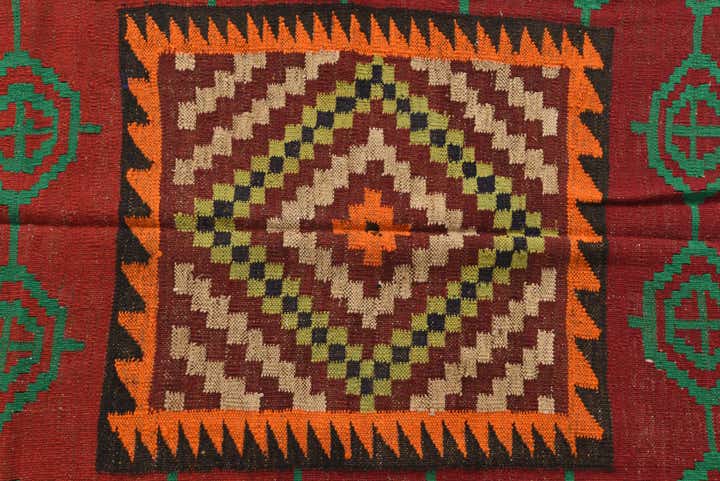 4' 4 x 4' 4 Hand Woven Kilim Maymana Wool Square Rug