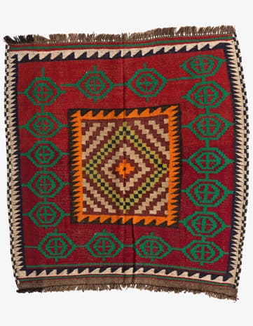 4' 4 x 4' 4 Hand Woven Kilim Maymana Wool Square Rug