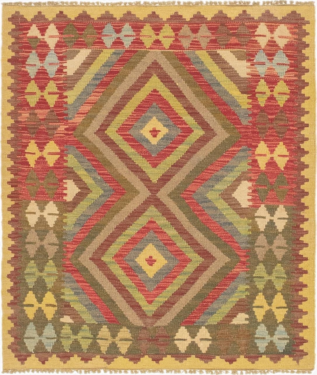 3' 3 x 3' 10  Hand Woven Kilim Maymana Wool Square Rug