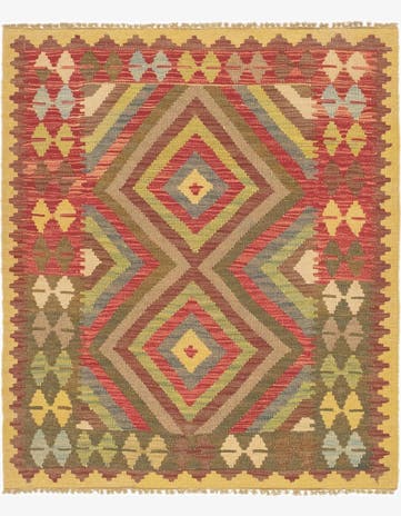 3' 3 x 3' 10 Hand Woven Kilim Maymana Wool Square Rug