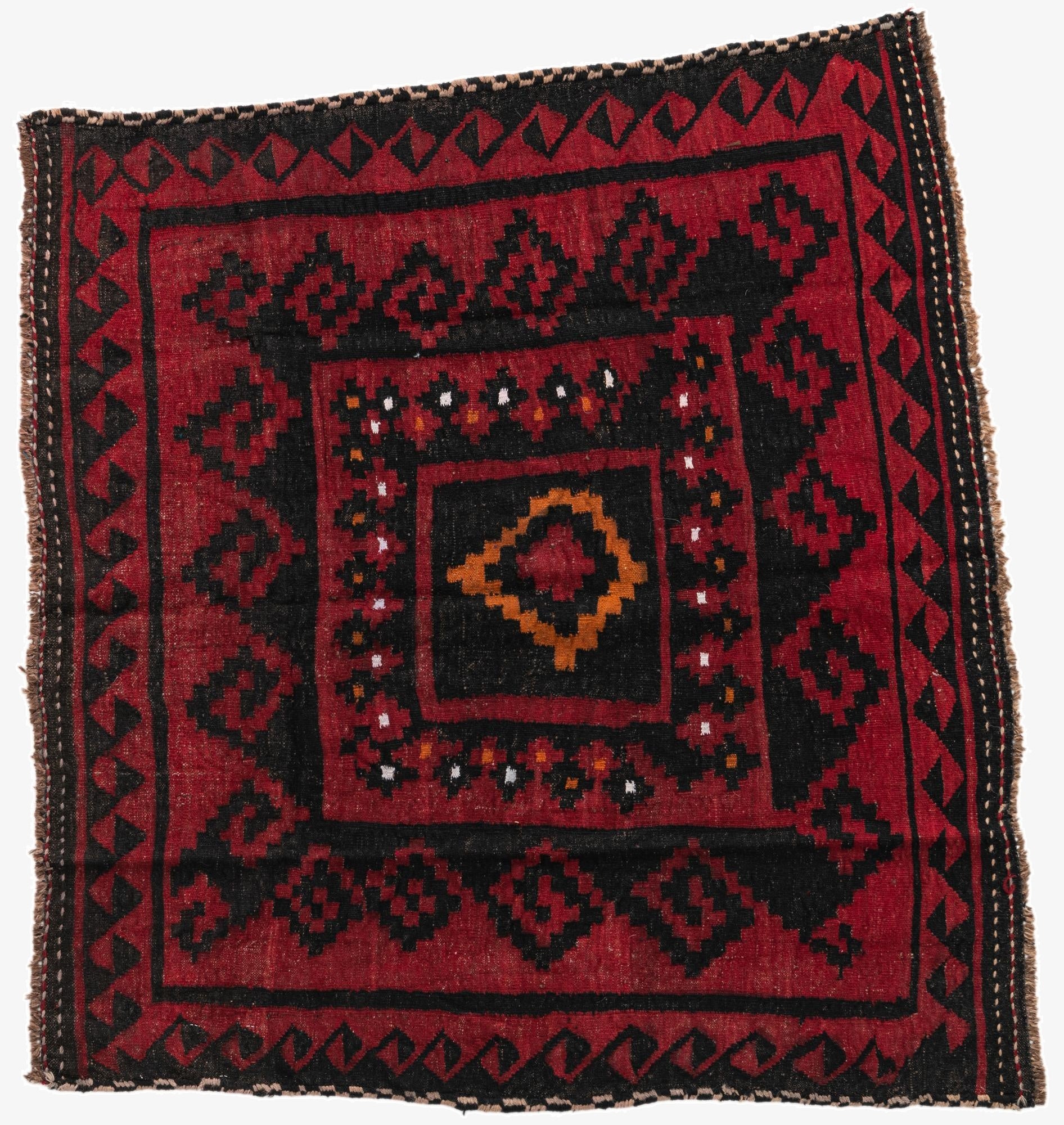 4' 5 x 4' 8  Hand Woven Kilim Maymana Wool Square Rug