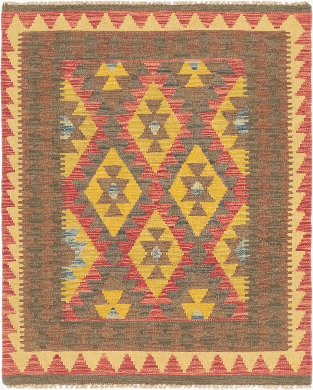 3' 2 x 3' 10  Hand Woven Kilim Maymana Wool Square Rug