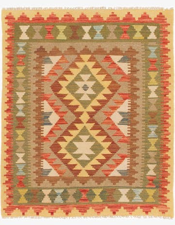 3' x 3' 9 Hand Woven Kilim Maymana Wool Square Rug