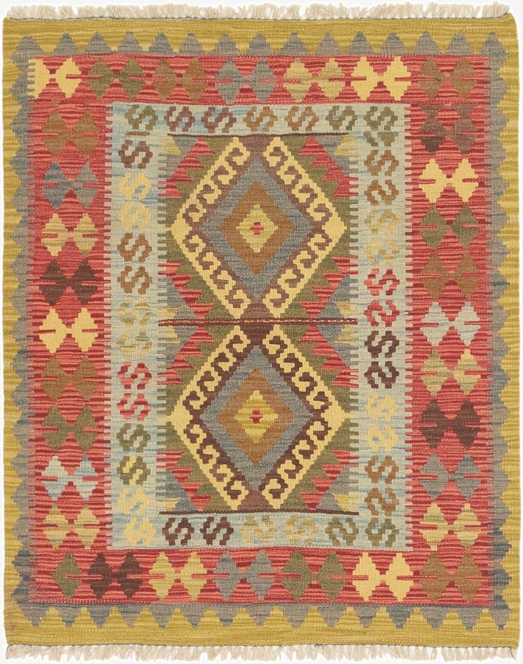 3' 2 x 3' 10  Hand Woven Kilim Maymana Wool Square Rug