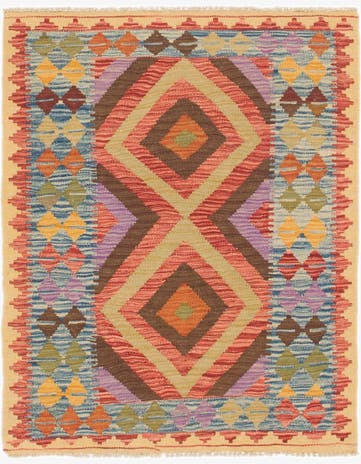 3' 2 x 3' 9 Hand Woven Kilim Maymana Wool Square Rug
