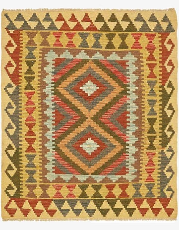 3' 2 x 3' 9 Hand Woven Kilim Maymana Wool Square Rug