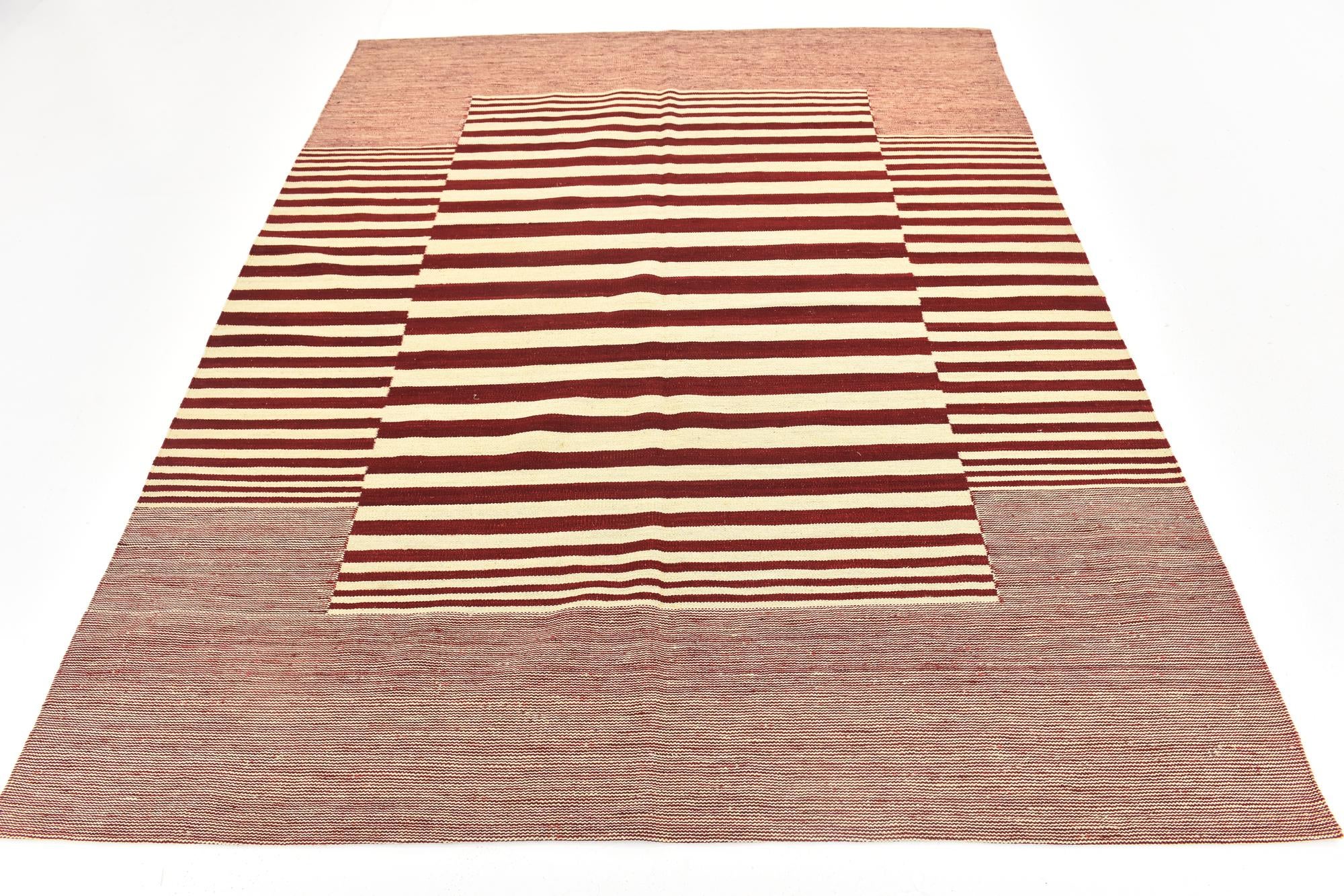 6' x 7' 5 Hand Woven Kilim Modern Wool Square Rug