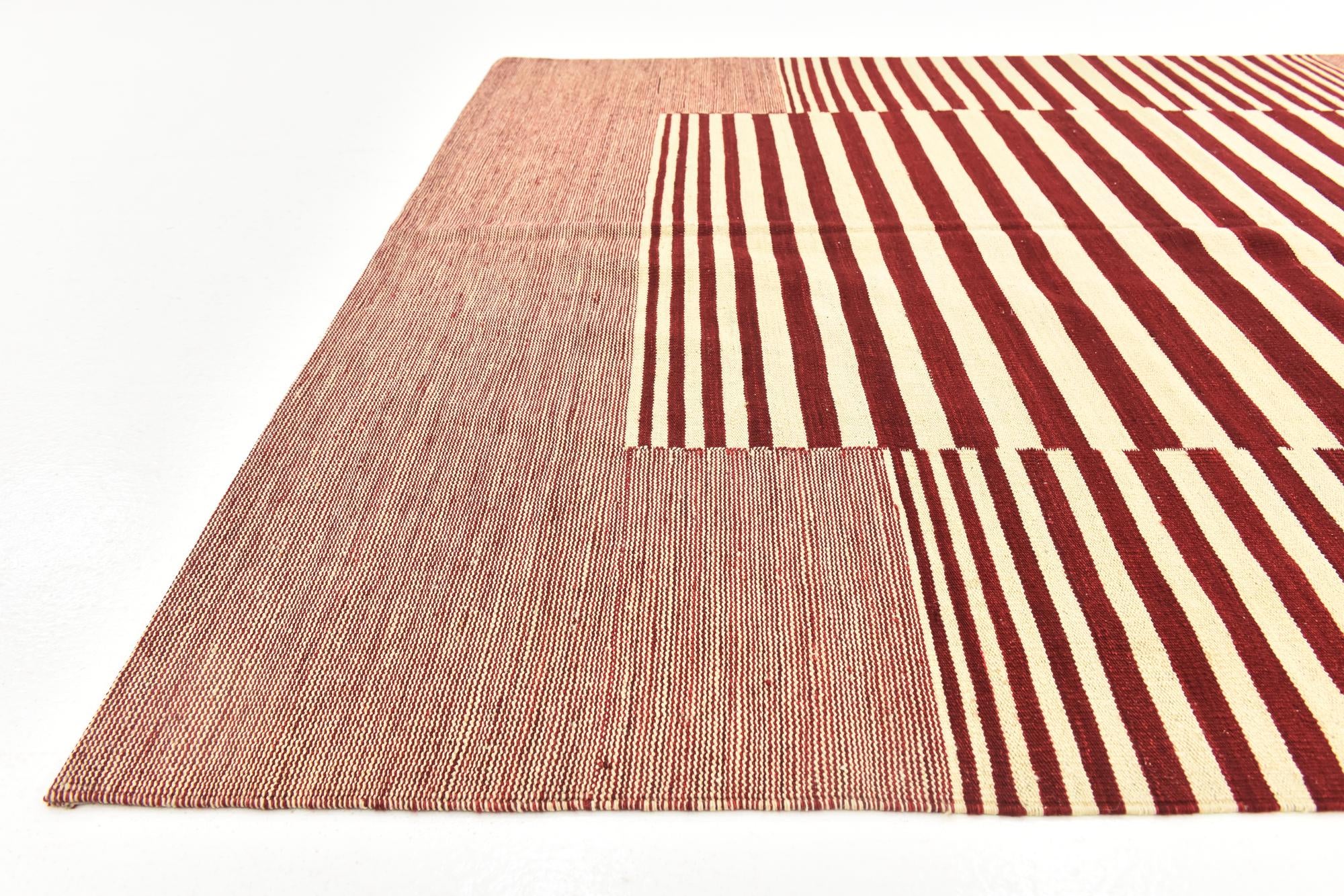 6' x 7' 5 Hand Woven Kilim Modern Wool Square Rug