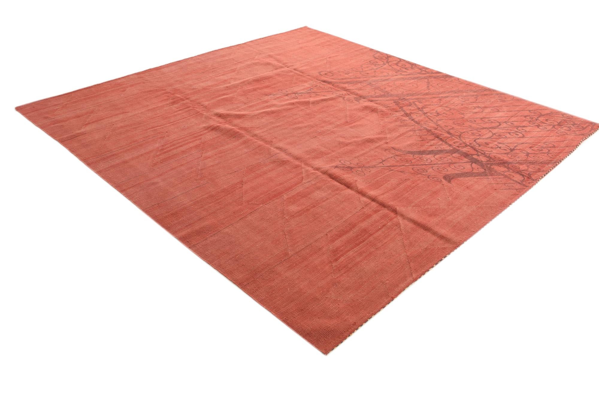 8' 4 x 8' 7 Hand Woven Kilim Modern Wool Square Rug