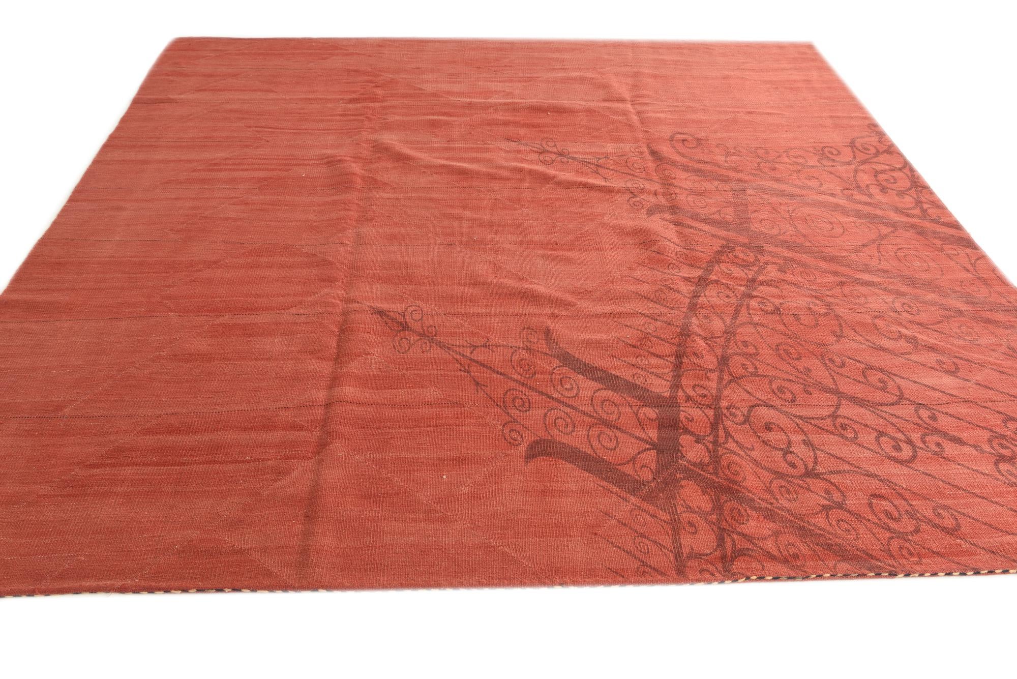 8' 4 x 8' 7 Hand Woven Kilim Modern Wool Square Rug