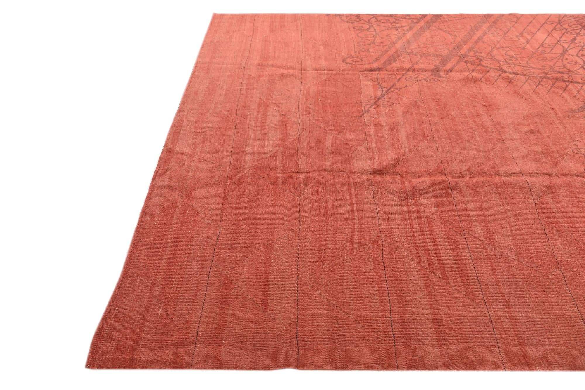 8' 4 x 8' 7 Hand Woven Kilim Modern Wool Square Rug