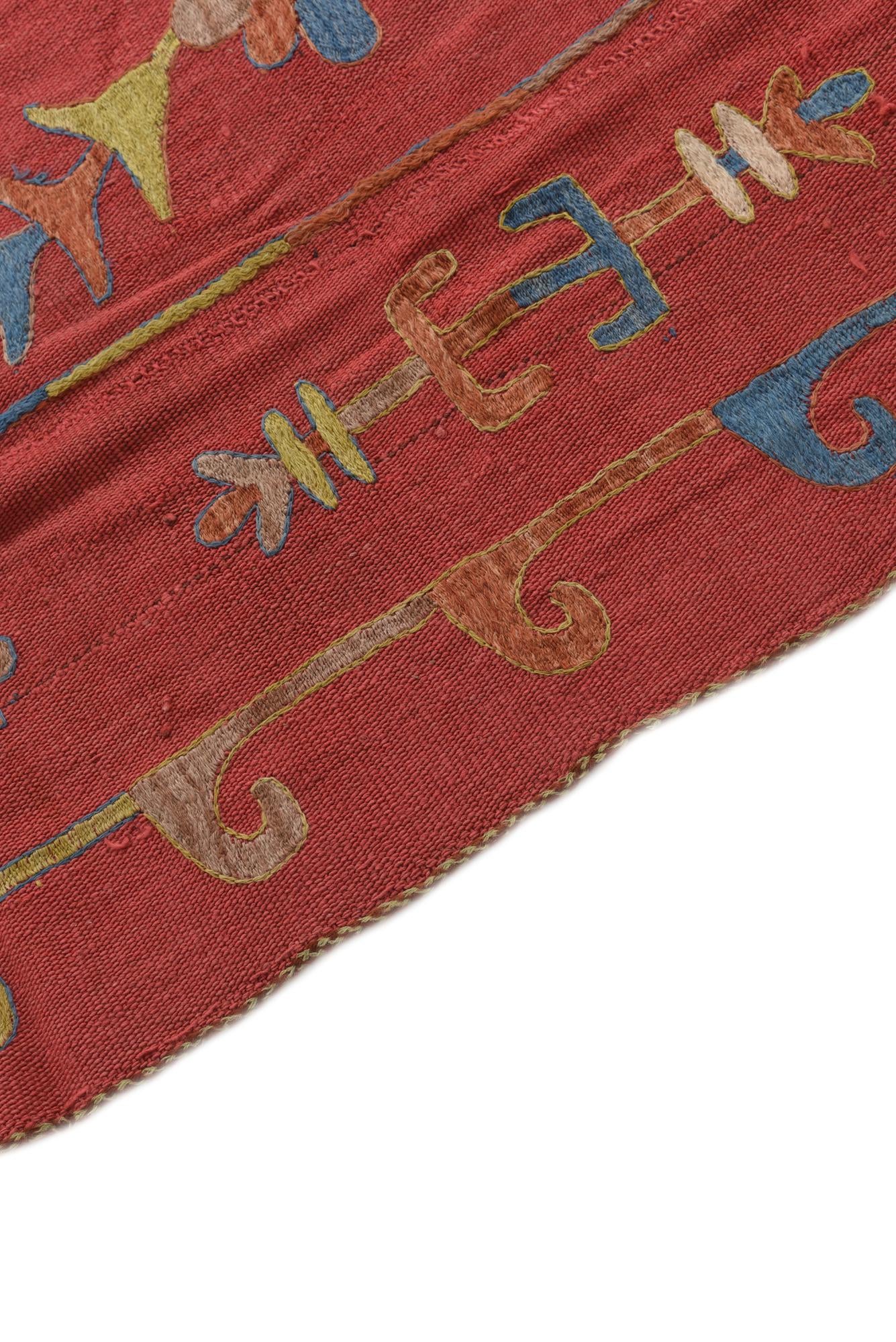 5' 6 x 6' 10 Hand Woven Kilim Suzani Wool Square Rug