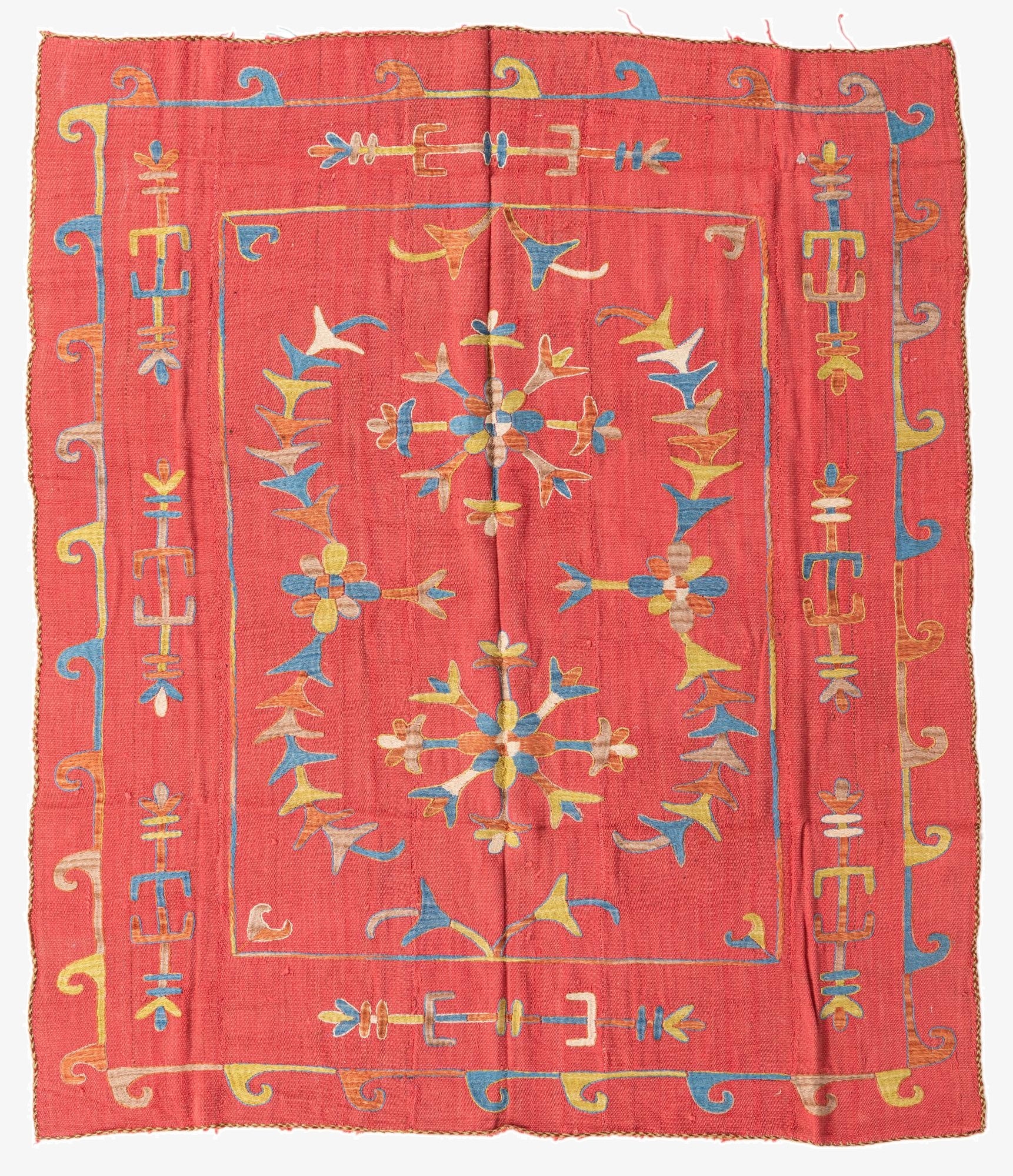 5' 6 x 6' 10  Hand Woven Kilim Suzani Wool Square Rug