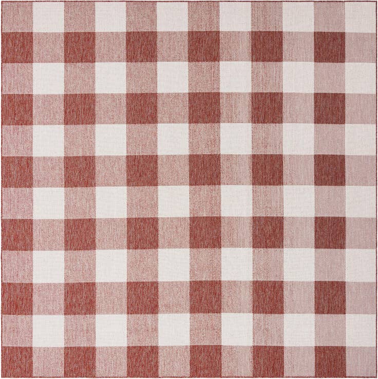 Detail image of 10' x 10' Easy-Clean Checkered Indoor / Outdoor Square Rug