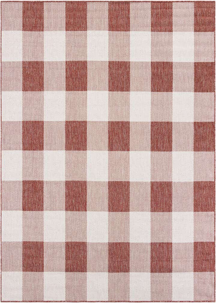 7' 10 x 7' 10 Easy-Clean Checkered Indoor / Outdoor Square Rug
