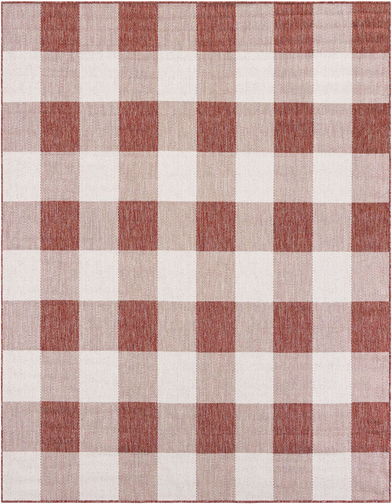 7' 10 x 7' 10 Easy-Clean Checkered Indoor / Outdoor Square Rug