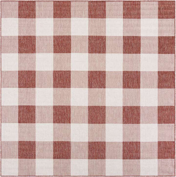 7' 10 x 7' 10 Easy-Clean Checkered Indoor / Outdoor Square Rug