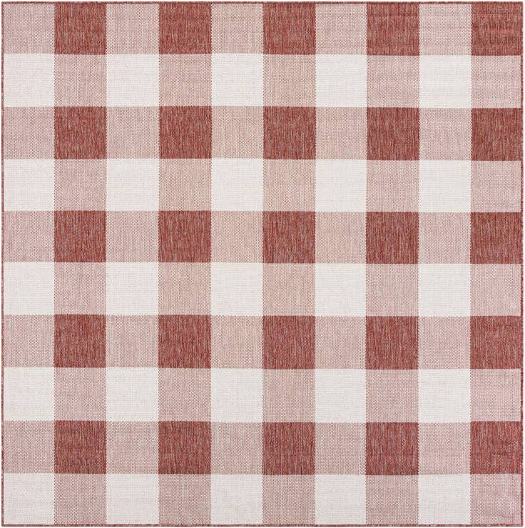 Detail image of 7' 10 x 7' 10 Easy-Clean Checkered Indoor / Outdoor Square Rug