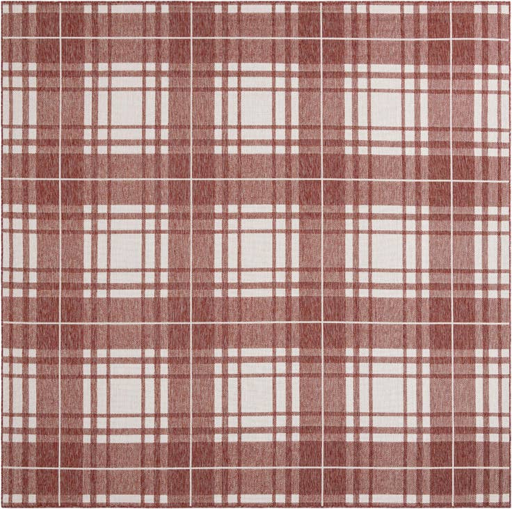 Detail image of 10' x 10' Easy-Clean Checkered Indoor / Outdoor Square Rug