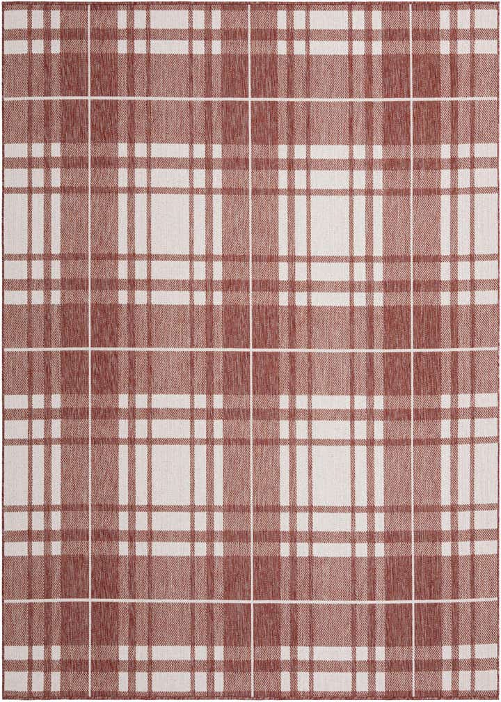 7' 10 x 7' 10 Easy-Clean Checkered Indoor / Outdoor Square Rug