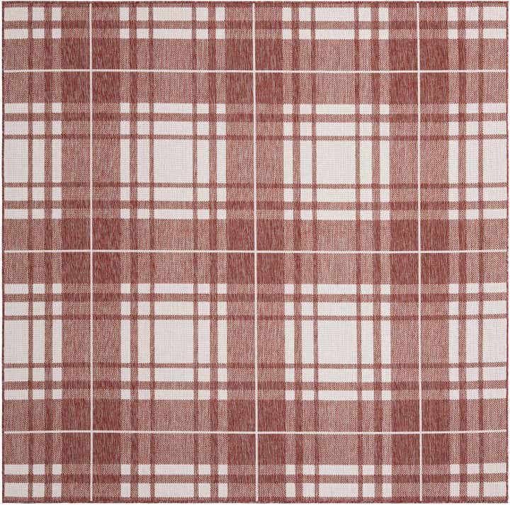 7' 10 x 7' 10 Easy-Clean Checkered Indoor / Outdoor Square Rug