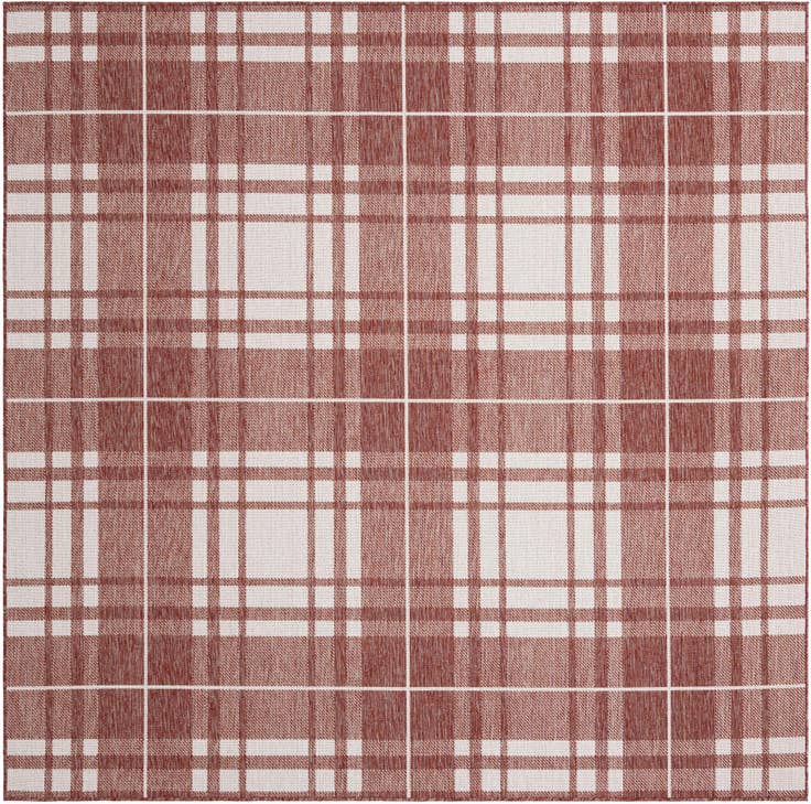Detail image of 7' 10 x 7' 10 Easy-Clean Checkered Indoor / Outdoor Square Rug