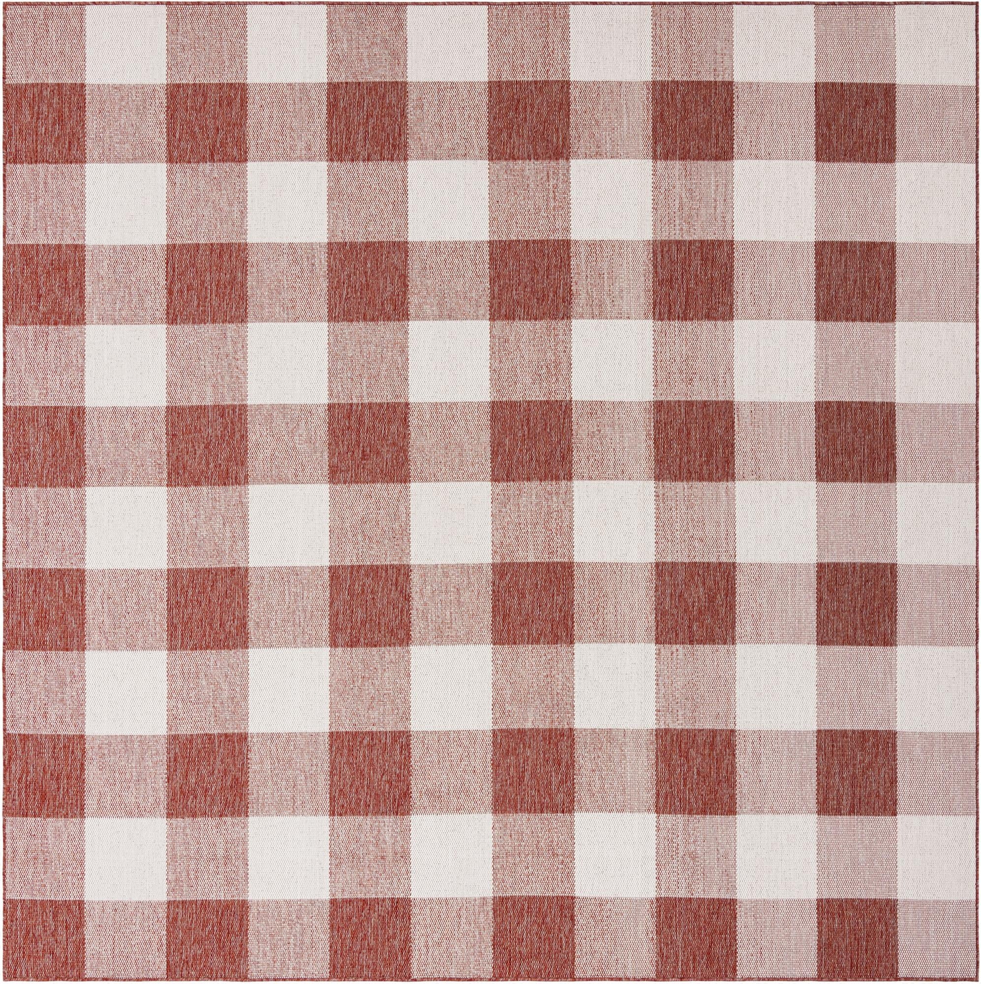 10' x 10'  Washable Checkered Indoor / Outdoor Square Rug