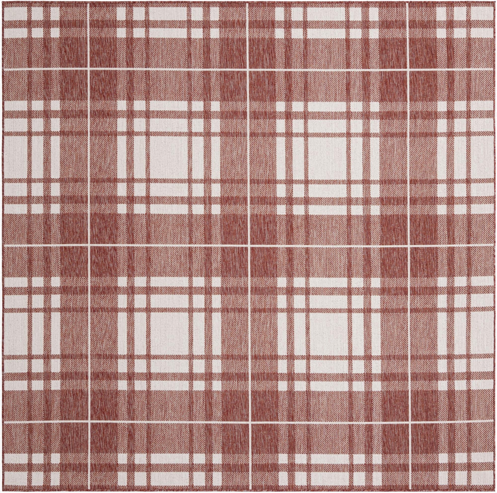 7' 10 x 7' 10  Washable Checkered Indoor / Outdoor Square Rug