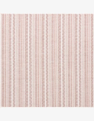 Red Easy-Clean Striped Indoor / Outdoor Square Rug