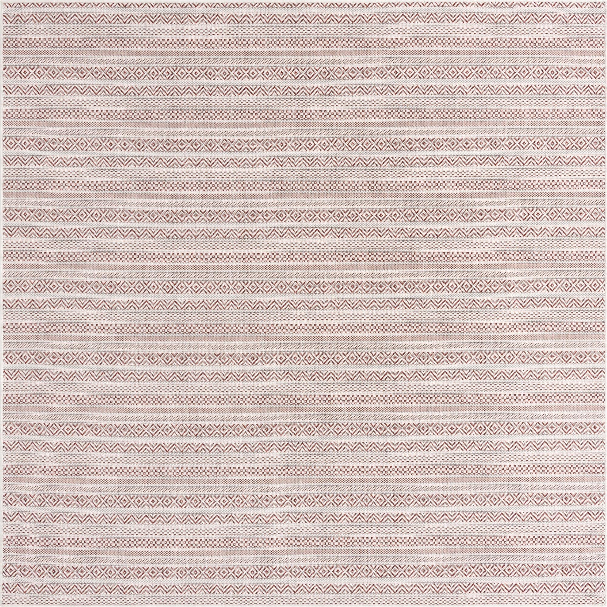 7' 10 x 7' 10  Washable Striped Indoor / Outdoor Square Rug