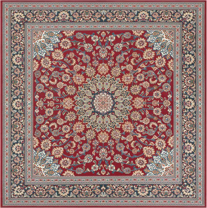 7' 10 x 7' 10 Easy-Clean Traditional Indoor / Outdoor Square Rug