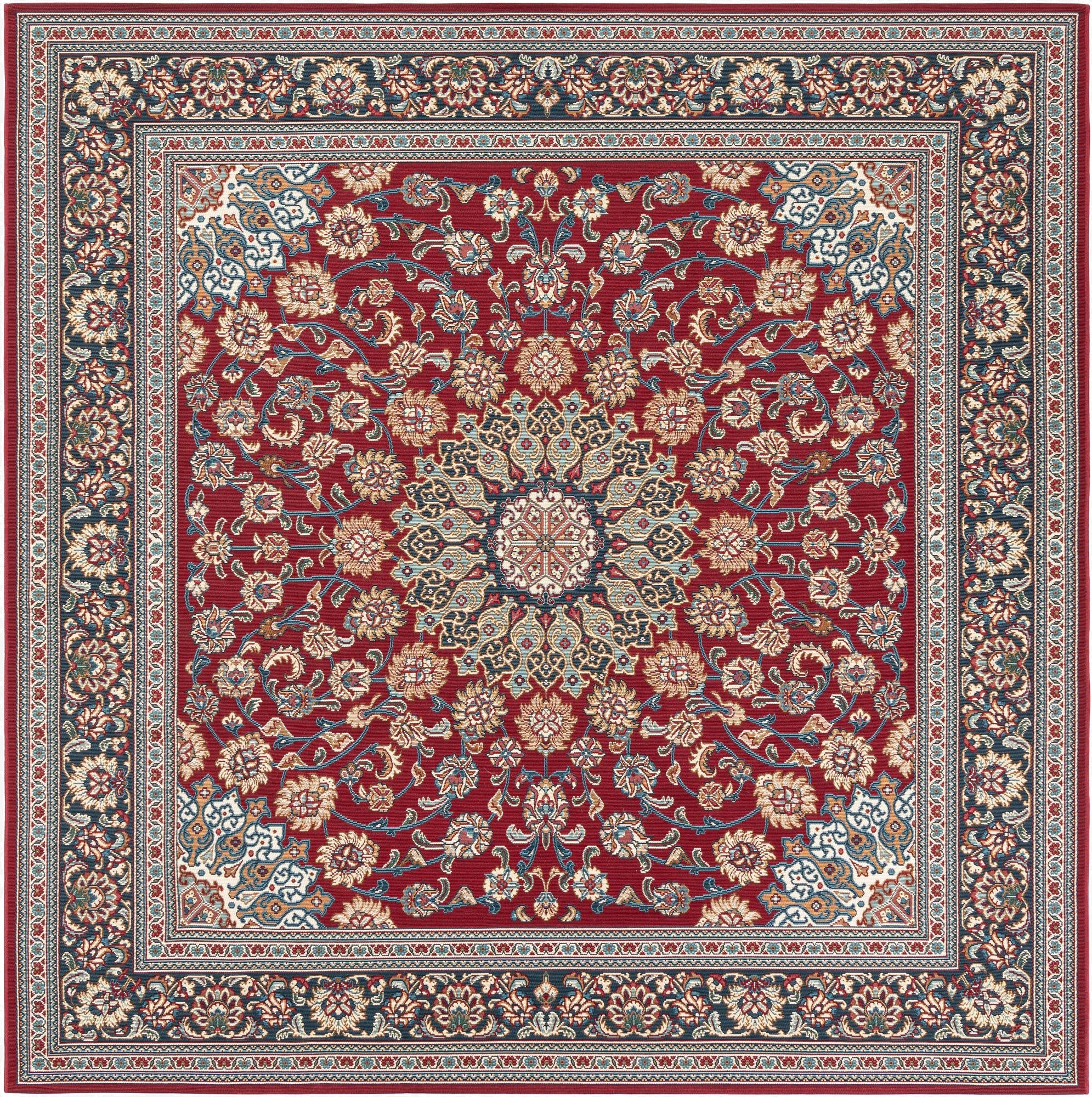 7' 10 x 7' 10  Washable Traditional Indoor / Outdoor Square Rug